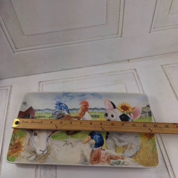 Pier 1 Imports Farm Animals Platter Rectangular Pig/Lamb/Duck/Chicken - Picture 7 of 9